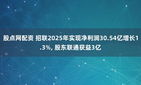 股点网配资 招联2025年实现净利润30.54亿增长1.3%, 股东联通获益3亿